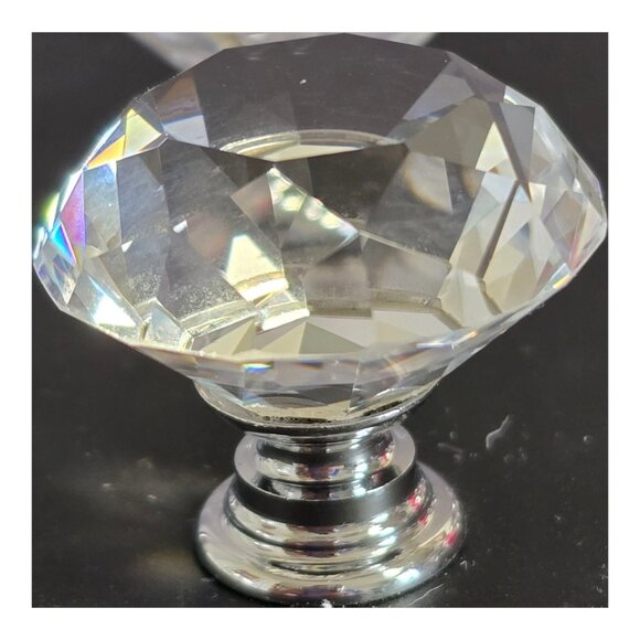 NEW BINO Sparkly Faceted Crystal Drawer Door Knob Pull Set 6 Pieces 1.125" Dia - Picture 3 of 6